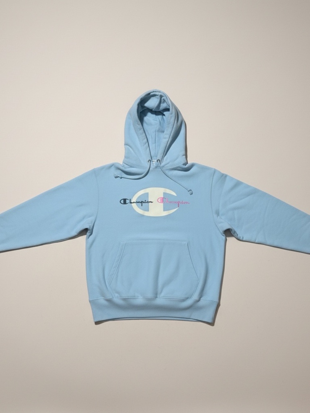 Champion Reverse Weave Light Blue Logo Hoodie - Men